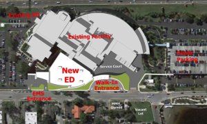 Aerial View of where the new Emergency Care Center will be located on our campus.
