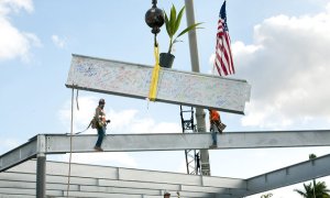 Finishing beams on the new building.